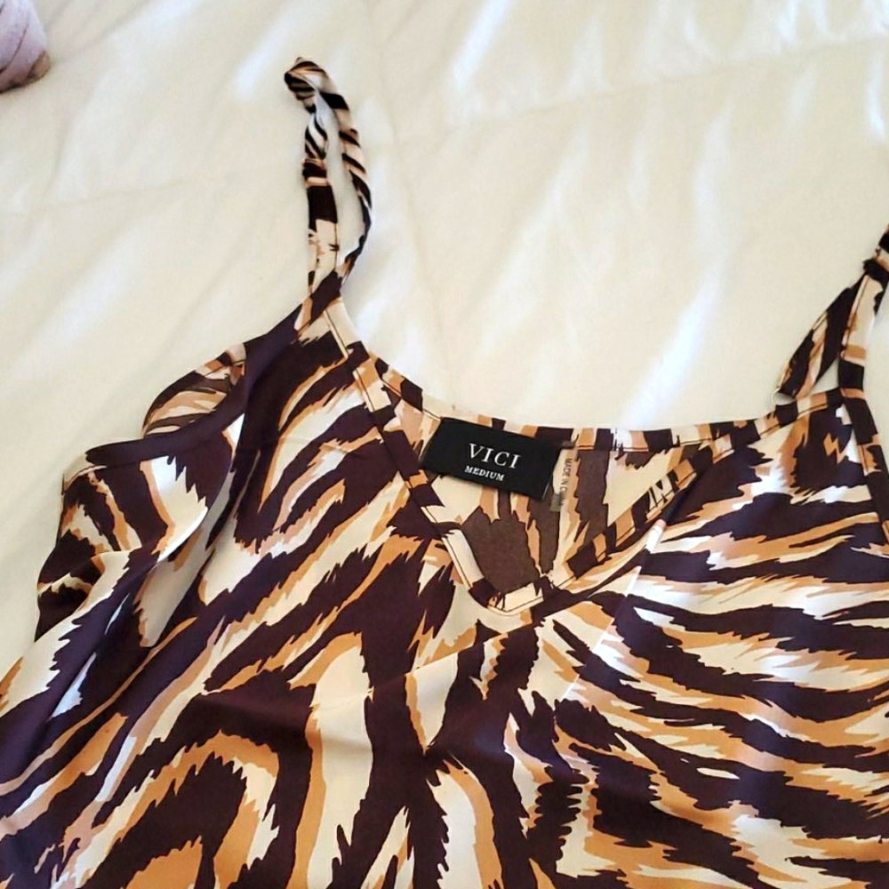 Satin tiger print dress